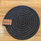 Set of 6 Placemats 6 Coasters Round Oval Place Table Mats Woven Hand Made Knit (Black, Round Coasters)