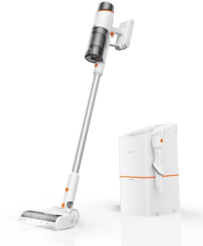 JONR 27000Pa 60Min Batterie Staubsauger mit Automatische 2.5L Müllsammlung Basisstation, 150AW Starke Saugleistung, Akkustaubsauger Selbstladender mit LED-Beleuchtung