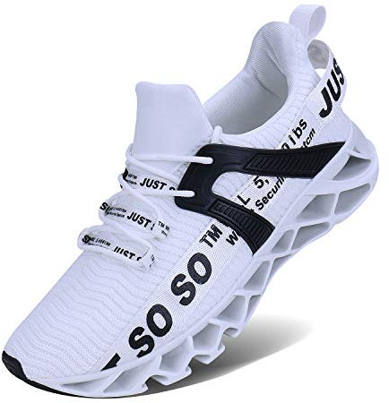 JSLEAP Herren Fitness Laufschuhe Atmungsaktiv rutschfeste Mode Sneaker Sportschuhe 2 Weiß,45 EU/275 CN