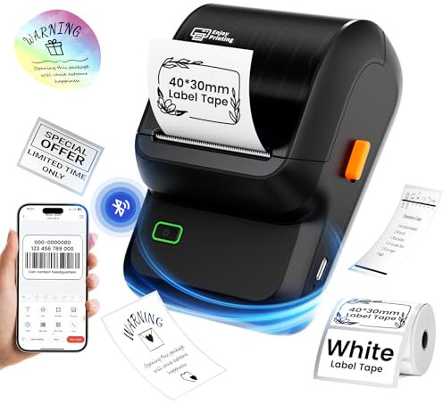 Label Maker Machine, Bluetooth Thermal Label Printer, 2 Inch Label Maker Machine with Tape, Versatile App with 50 Fonts and 500+ Icons, Inkless Printer for Home Organization, Kitchen, Office, Black