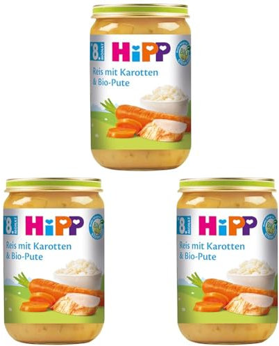 Hipp Reis mit Karotten und Bio-Pute, 6-er Pack (6 x 220 g) - Bio (Packung mit 3)