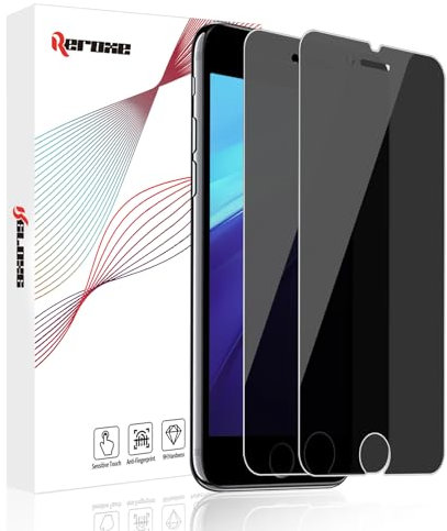 REROXE Schutzfolie für Panzerglas für iPhone 6/6s/7/8/SE 2020 Sichtschutzfolie, 2 Stück 9H Härte Anti-Spähen Anti-Kratzer iPhone SE 2020 Schutzglas, 2.5D Kante Bläschenfrei iPhone 6/8 Blickschutzfolie