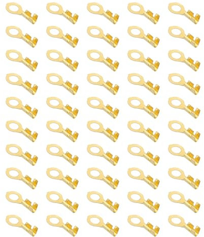 PATIKIL 100 Stück Kupfer Ringkabelschuhe, M4 Drahtkabel Verbindungs Kupfer Offene Fassung Draht Ring Kabelschuhe Nicht-Isoliertes Set