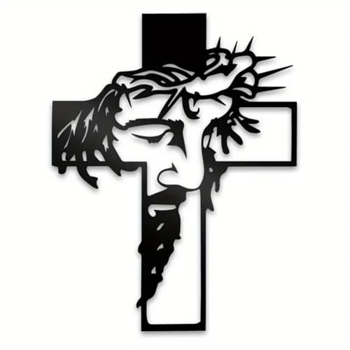 SEMMGO Wandskulptur mit schwarzem Jesus, Metall, Wandbehang, Wandskulptur für Wohnzimmer, Zuhause, Büro, Dankbar, gesegnet, besonderes Muttertagsgeschenk, Heimdekoration, Eingangsbereich (Größe: 32 x