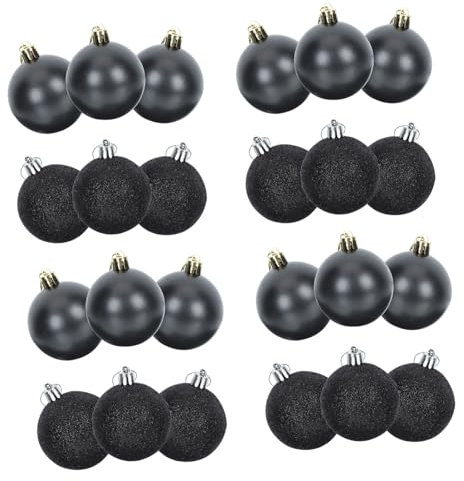 Amosfun 24er Set Weihnachtsanhänger 6cm Durchmesser Galvanisiert Schwarz Für Weihnachtsbaum