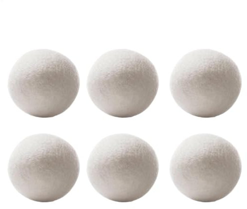 Wool Tumble Dryer Balls - 6 Natural Fabric Softener Set | Reusable Laundry Ball | Clothes Drying Solution | Softener Ball to Reduces Wrinkles and Saves Drying