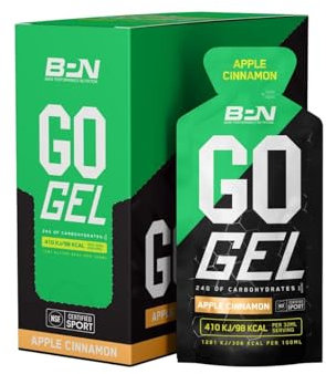 Bare Performance Nutrition BPN Go Gel, Vegan + Gluten Free Running Gel with 24g of Carbohydrates & 100 Calories per Pack, 10 Single-Serving, Apple Cinnamon