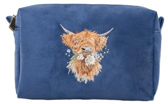 Wrendale Designs by Hannah Dale 'Daisy Coo' Highland Cow Embroidered Make Up Bag
