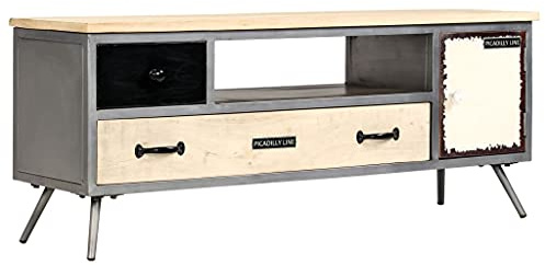 EMYRLXQW Mobile TV in legno massello di mango e acciaio 120x30x45 cm