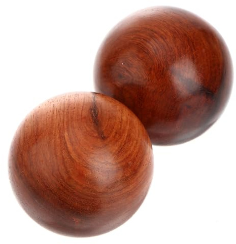 Holzhand Trainingsball 2 Stück Rund für Handmassage und Übung | Natürliches Holz, Glatt Polierte Oberfläche, Leiser Handtrainer, für Reisen und Meditation, 3,35 Oz