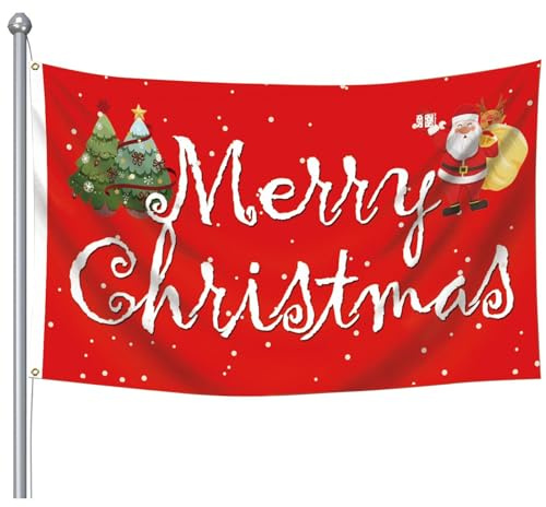 Bandiere Di Natale Per Esterni Decorativa Bifacciale 90x150 cm | Grande Bandiera Per Cortile Giardino Strada Balcone Camera Da Famiglie Eventi Comunitari Festività