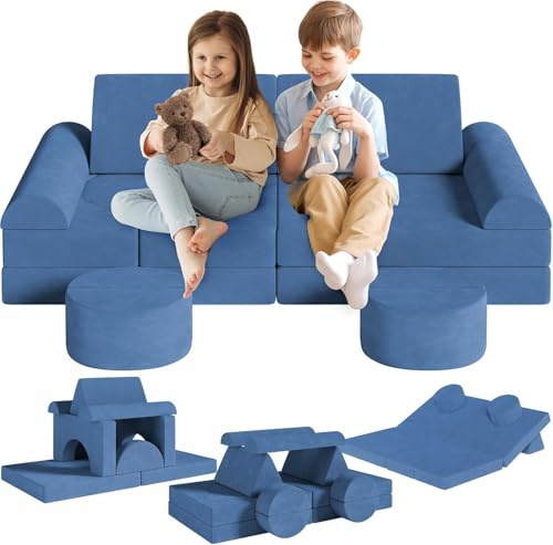 Spielsofa Kindersofa mit 15PCS Modul,Modulare Kinderspielcouch,Kindersofa aus Schaumstoff Bausteine,Spielsofa für Kinder & Kindersessel,Kuschelecke im Kinderzimmer,zum Spielen,Kreativsein,Schlafen