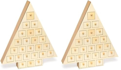Baker Ross Wooden Advent Tree (Pack of 2), Perfect for Children to Design and Decorate, Ideal for School, Craft Groups and Home Crafting