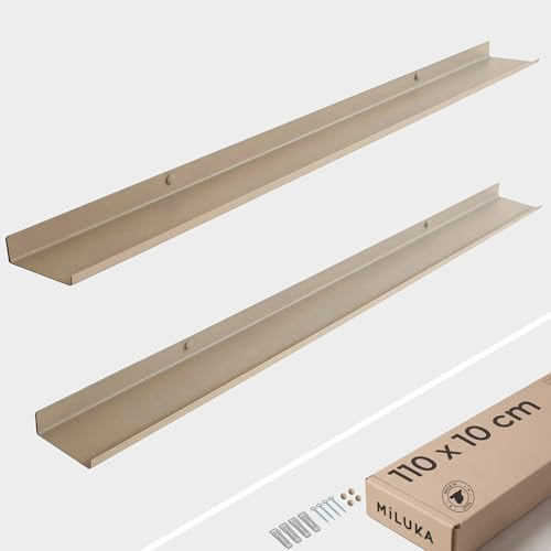 MILUKA Bilderleiste Sandbeige aus Metall 110 cm, 2er Set, Erhöhte Frontkante