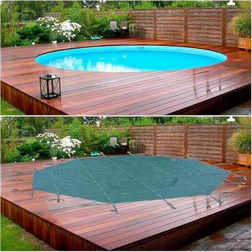 Copertura di Sicurezza per Piscina, Copertura di Sicurezza Invernale in Rete Verde Resistente per Piscine interrate da 1,5 a 9 Metri, Protezione Durevole, Adatta da 2,4 a 9,5 Metri, resisten