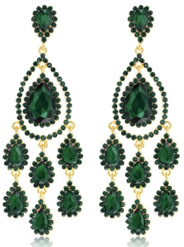 TTPSRY Pendientes Mujer Largos Elegantes Cristal Azul Colgantes Brillantes Pendientes de Fiesta Boda Ceremonia Joyas para Damas