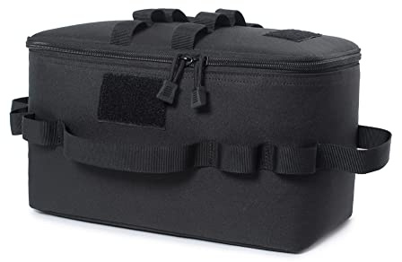 Camping Storage Bag, Waterproof Oxford Fabric Cookware & Gas Canister Storage Pouch, Large Capacity Practical Organizer Bags, Portable Pot Carrying Bags for Outdoor Hiking & Camping Essentials (Black)