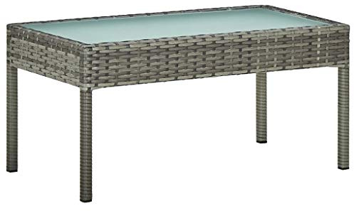 GeenYuu 4-TLG. Garten-Lounge-Set Poly Rattan Grau mit 2-Sitzer-Sofa, 2 Sesseln, Couchtisch, gepolsterte Sitzgruppe für Balkon, Terrasse, wetterfest, pflegeleicht, Outdoor Garnitur