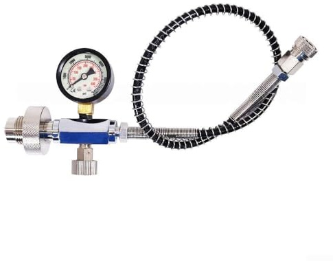 ARA Gonfiatore d'aria con filettatura G5/8 compatibilità e tubo a molla da 61 cm per officina e test di pressione sul campo
