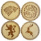Derwent Laser Crafts Game of Thrones Inspired Wooden Coasters - Set of 4 Main House Sigils - Choice of Wood Type (Maple)