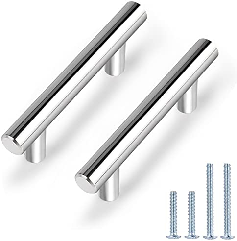 Probrico 5 Pack Hole Spacing 64mm Polished Chrome Cabinet Door Handles Stainless Steel Furniture Knob Kitchen Cupboard Drawer Pull