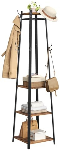 VASAGLE Coat Rack Freestanding, Hall Tree with 4 Shelves