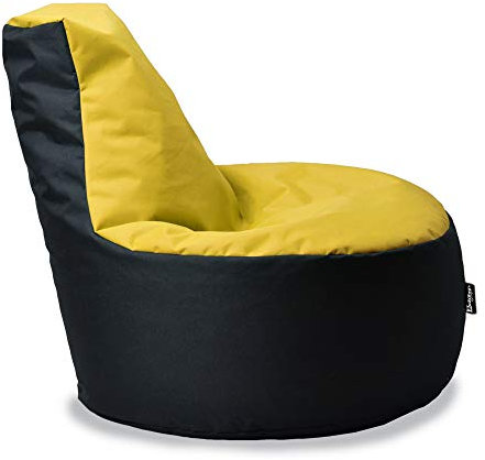 BuBiBag Gamer Sitzsack, Lounge Sessel, Gaming Sitzsäcke, Indoor & Outdoor Kissen für Kinder und Erwachsene (Gelb-Schwarz;Ø:80cm)