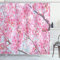 ABAKUHAUS Blumen Duschvorhang, Japanische Sakura Blumen, Stoffliches Gewebe Badezimmerdekorationsset mit Haken, 175 x 180 cm, Baby Pink
