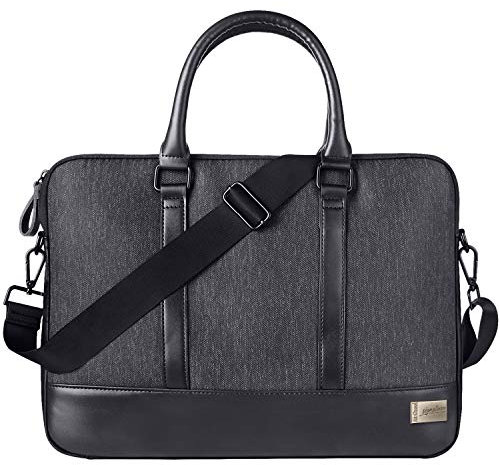 AirCase Signature CS66-15.6 Inch Designer Laptop Messenger Bag, Premium, water resistant, for Office, Men and Women (Black)