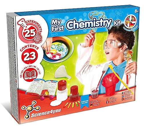 Science4you Mein Erster Experimentierkasten, EIN Chemiebaukasten - Forscherset fur Kinder mit 25 Experimenten: Chemielabor + Molekülbaukasten Lernspiel fur Kinder ab 8 Jahre