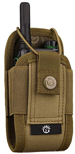 Protector Plus Tactical Radio Pouch MOLLE Interphone Holder Case Military Walkie Talkies Holster Tool Bag, Brown