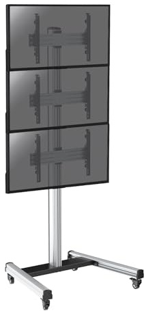 KIMEX - Soporte para TV - Montaje en Suelo - para 3 Pantallas 40-65 Pulgadas - Base con Ruedas - 031-1300K2
