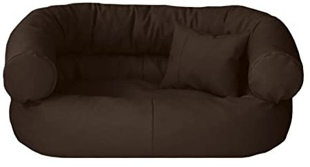 Juelle Hundebett aus Kunstleder, Kissen für Große Hunde abziehbar, flauschiges Hundesofa, Bett Hundestuhl Fergus S-XXL (120x90 cm, Dunkelbraun)