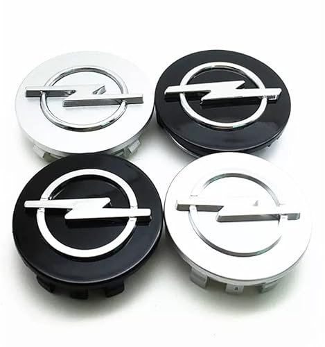 KOUNNENA 4 Stück Radnabenkappen Nabendeckel Felgendeckel Felgenkappen Radnabenabdeckung Radkappen 56mm für Opel Adam Astra Corsa Crossland Insignia Karl, Sliver