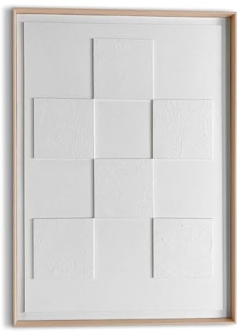 REINDERS Relief Wandbild, Quadratisch, Wohnzimmer, Poster, Wanddeko, Room Decor, MDF,Pflaster, Weiß, 70x50cm