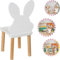 PlayPals Kinderstuhl Holz, Kinder Kids Chair, Holzstuhl Kinderstuhl Klein, Weiß - Hasenohren, kinderzimmer möbel 60x 32x 32cm cm und Einer Sitzhöhe von 27 cm, für EIN ab 3-7 Jahre…