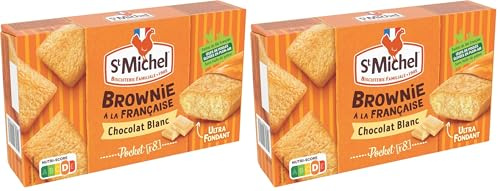St Michel Cocotte brownies chocolat blanc individuel - Les 8 sachets individuels, 240g (Lot de 2)