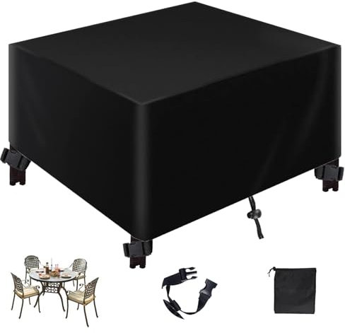 QJHSSM Housse Salon de Jardin,420D Oxford Anti-UV Bâche de Meubles d'extérieur,Rectangulaire Housse de Table Bâche de Protection Étanche,pour Table et Chaise-Black|| 68x68x72cm/27x27x28in
