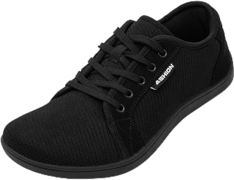 ASHION Breite Barfuss Schuhe Damen Herren Barfußschuhe Minimalistische Traillaufschuhe Running Walking Schuhe,B Schwarz 38 EU