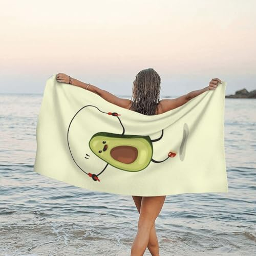 LAMAME Avocado Seilspringen bedrucktes schnell trocknendes Handtuch, leichtes Strandtuch, tragbares Mikrofaser-Badetuch