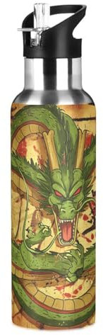 Wzzzsun Anime Dragon Japanese Water Bottle Insulated Sport Vacuum Cup Stainless Steel Jug for 600ML Coffee Tea