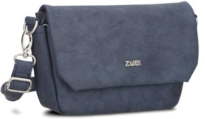 Zwei Damen Handtasche Mademoiselle.M M40 kleine Umhängetasche 1 Liter breite Crossbody-Bag mit Magnetklappe & Reißverschluss klassisch-elegant (nubuk-blue)