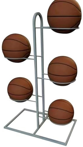 Buerfu Vertical Ball Storage Rack | 5 Tiers Vertical Garage Ball Storage,Athletic Gear, Basketball Organizer Stand, Sports Ball Organizer, Basketball Rack for Bedroom Garage