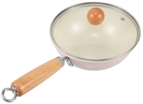 OSOLADY Wok Induction Cookware Nonstick Frying Pan Transparent Frying Pan No Sticky Pot Tools Non -stick and Non -stick Pan Deep Frying Skillet Pan Induction Deep Frying Pan Iron Pink