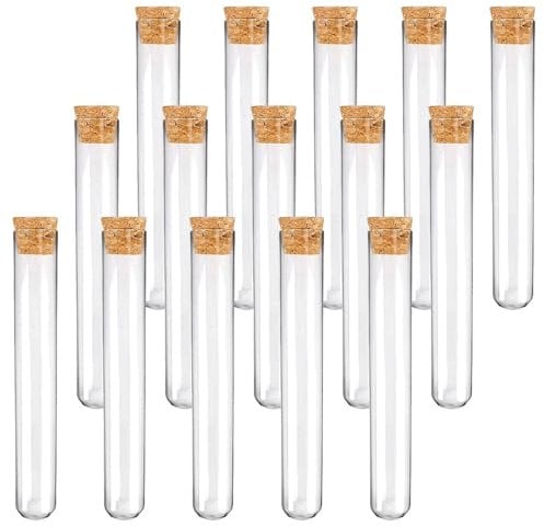 JIADEXIN 15 Stück Transparent Reagenzgläser - Reagenzglas mit Korken Reagenzgläser Kunststoff Reagenzglas Vase für DIY, Labor, Heim und Partydekoration, 12x75mm(4ml)
