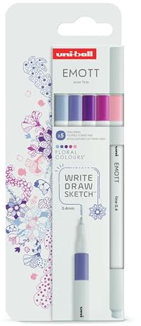 UNIBALL EMOTT, 5 Feutres Fins 0,4mm Floral Colours