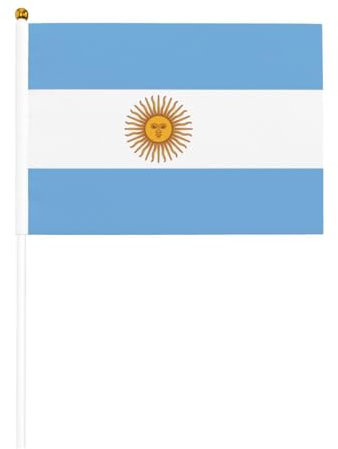Banderas pequeñas de bandera argentina en palos, mini banderas duraderas de 5.5 x 8.2 pulgadas para patio, jardín y decoración al aire libre, paquete de 6 y 12 unidades