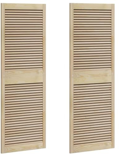 vidaXL Porta armadi Naturale 170 x 59,5 cm in Legno di Pino massello Marrone Rustico con persiane Regolabili. Design Perfetto per Interni. Finitura con venature. Mobili in Legno per Il ripostiglio i