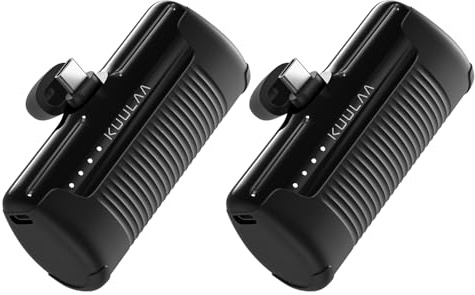 Kuulaa 2 Stück Power Bank USB C 4500mAh, Mini Externer Akku, Schnelles Aufladen Type C Powerbank ohne Kabel, klein Aber stark Handy Tragbares Ladegeräte Kompatibel mit Samsung, Huawei, USB C-Handys