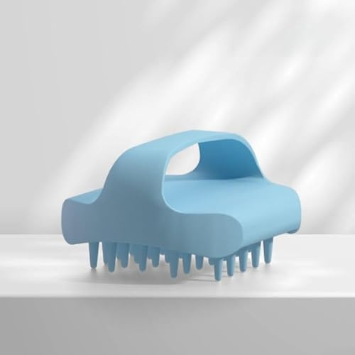Spazzola per lavaggio dei capelli in silicone per massaggio del cuoio capelluto e pulizia profonda, progettata per rimuovere lo sporco senza tirare i capelli (blu)